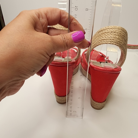 NWOT White House Black Market Adaira Espadrille Wedge Heeled Sandals Red -No Box - Picture 4 of 7